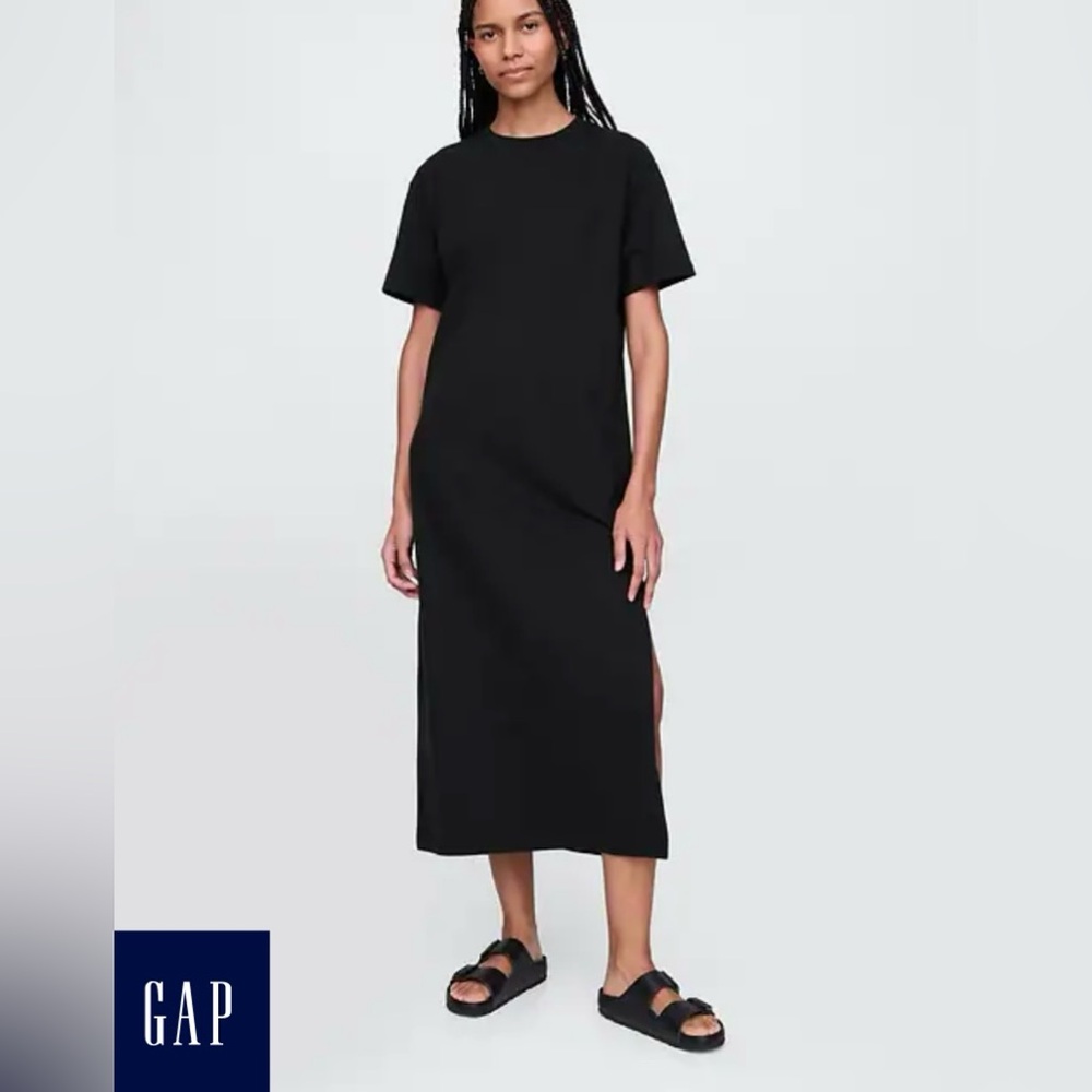 GAP Organic Cotton Vintage Soft Maxi T-Shirt Dress Black , S